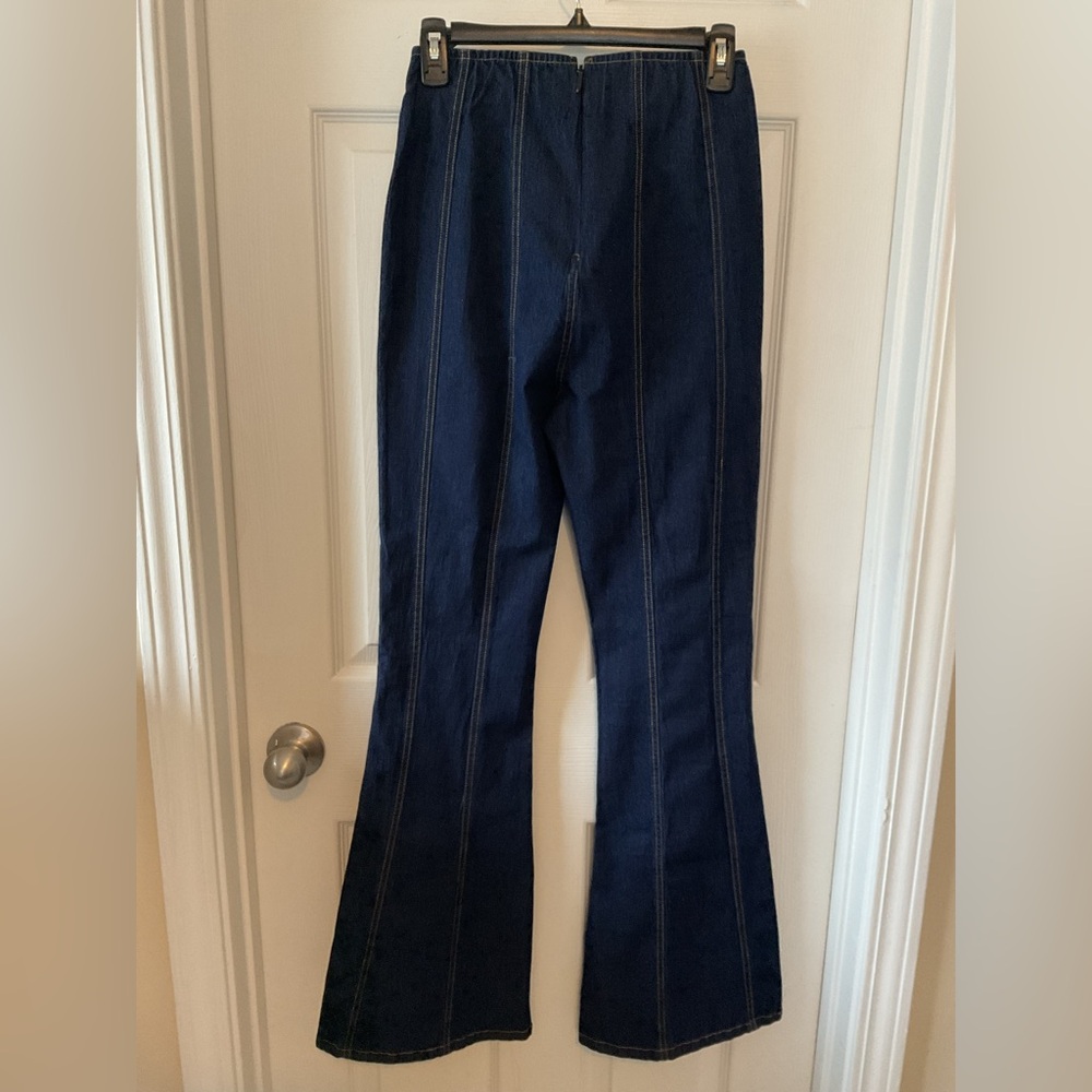 Nichole Lynel Women’s M Dark Wash High Rise Flare Pants NWT Stretch Denim - Picture 6 of 12